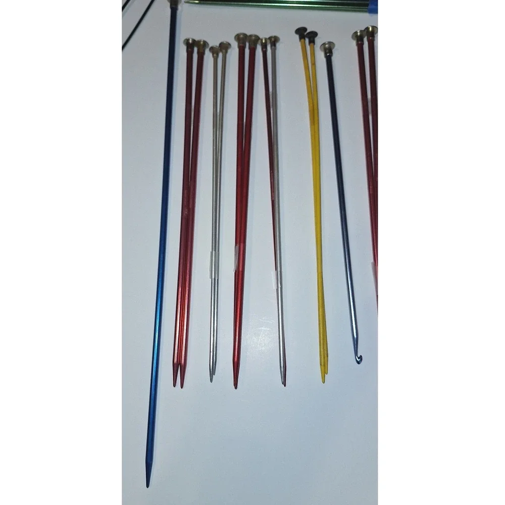 Vtg 91 lot Knitting Needle and Crochet Hook Lot Aluminum DPNs Stitch Holders Set